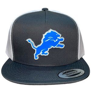 Detroit Lions YP Snapback Flat Bill Trucker Hat- Charcoal/ White